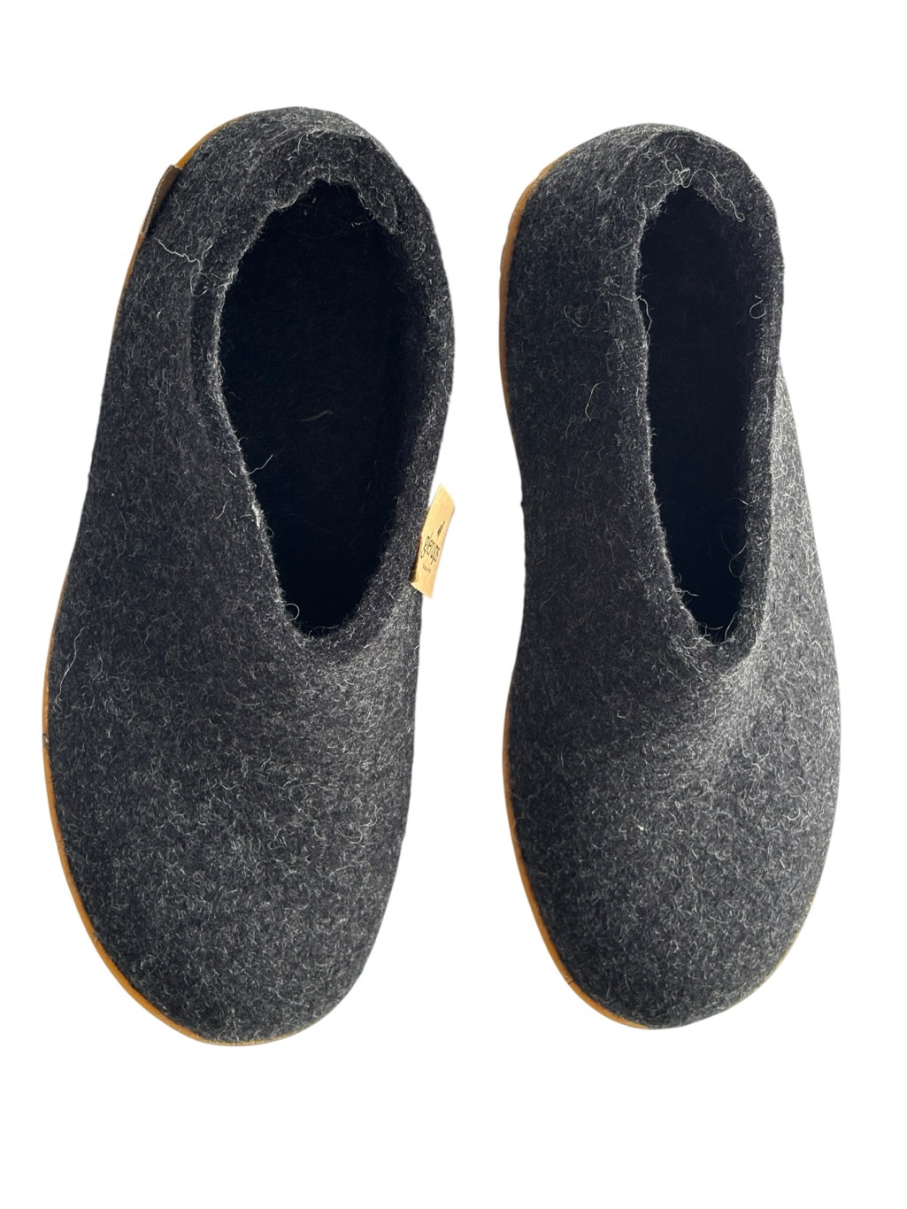 Glerups Charcoal Colored Wool Cozy Shoe Slipper Natural Rubber Sole In Honey |43 — image 8 of 8